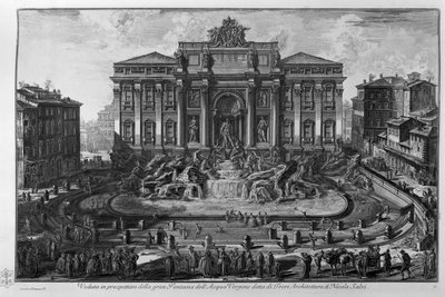 Perspektivische Ansicht des großen Trevi-Brunnens genannt Acqua Vergine. Architektur von Nicola Salvi von Giovanni Battista Piranesi